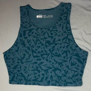 REI Co-Op Teal Patterned Crop Top
